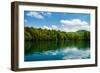 Forest and Clouds with Reflection in A Calm Lake-Lamarinx-Framed Premium Photographic Print