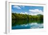 Forest and Clouds with Reflection in A Calm Lake-Lamarinx-Framed Premium Photographic Print