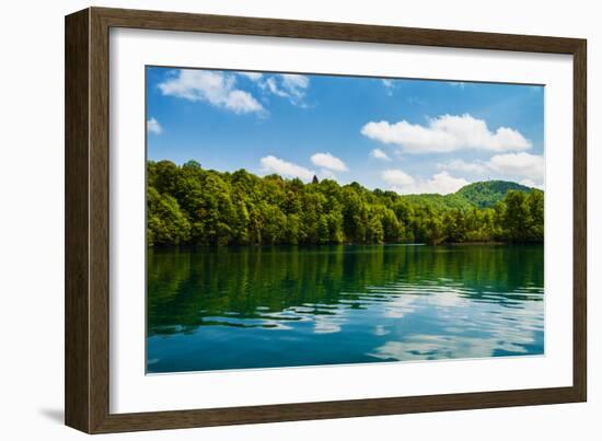 Forest and Clouds with Reflection in A Calm Lake-Lamarinx-Framed Photographic Print