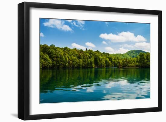 Forest and Clouds with Reflection in A Calm Lake-Lamarinx-Framed Photographic Print