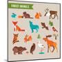 Forest Animals Vector Set of Icons and Illustrations-Marish-Mounted Art Print