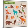 Forest Animals Vector Set of Icons and Illustrations-Marish-Mounted Art Print