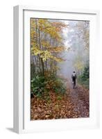 Forest cycling-Charles Bowman-Framed Premium Photographic Print