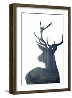 Forest Deer Silhouette-Incado-Framed Art Print