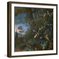 Forest Floor Still Life with a Frog and a Mushroom, Mountains Beyond-Matthias Withoos-Framed Giclee Print