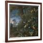 Forest Floor Still Life with a Frog and a Mushroom, Mountains Beyond-Matthias Withoos-Framed Giclee Print