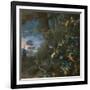 Forest Floor Still Life with a Frog and a Mushroom, Mountains Beyond-Matthias Withoos-Framed Giclee Print