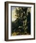 Forest Floor with a Toad and a Lizard, a Bullfinch on a Branch of Ivy Above and a Mountain Beyond-Giovanni Battista Salvi da Sassoferrato-Framed Giclee Print