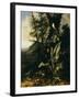 Forest Floor with a Toad and a Lizard, a Bullfinch on a Branch of Ivy Above and a Mountain Beyond-Giovanni Battista Salvi da Sassoferrato-Framed Giclee Print