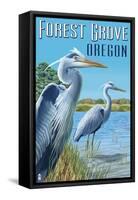 Forest Grove, Oregon - Blue Heron-Lantern Press-Framed Stretched Canvas