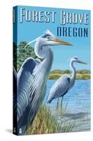 Forest Grove, Oregon - Blue Heron-Lantern Press-Stretched Canvas