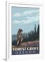 Forest Grove, Oregon - Mountain Hiker-Lantern Press-Framed Art Print