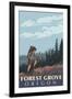 Forest Grove, Oregon - Mountain Hiker-Lantern Press-Framed Art Print