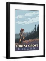 Forest Grove, Oregon - Mountain Hiker-Lantern Press-Framed Art Print