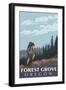 Forest Grove, Oregon - Mountain Hiker-Lantern Press-Framed Art Print