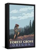 Forest Grove, Oregon - Mountain Hiker-Lantern Press-Framed Stretched Canvas