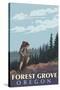 Forest Grove, Oregon - Mountain Hiker-Lantern Press-Stretched Canvas