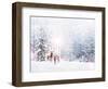 Forest in the Frost. Winter Landscape. Snow Covered Trees. Deer-Shutova Elena-Framed Photographic Print