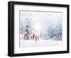 Forest in the Frost. Winter Landscape. Snow Covered Trees. Deer-Shutova Elena-Framed Photographic Print