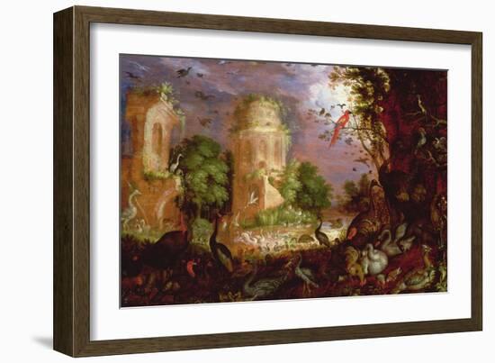 Forest Landscape with Birds and Fowl-Roelandt Jacobsz Savery-Framed Giclee Print