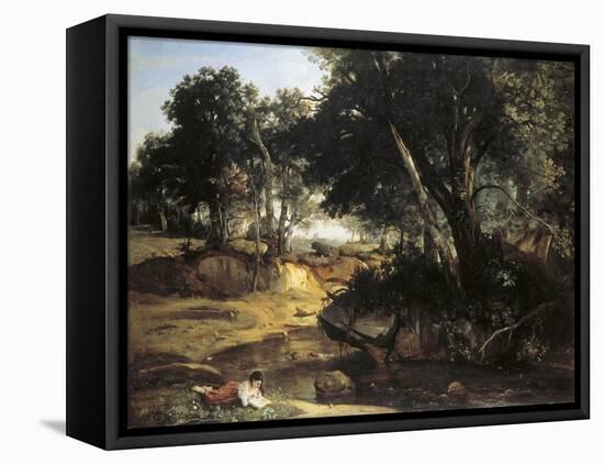 Forest of Fontainebleu-Jean-Baptiste-Camille Corot-Framed Stretched Canvas