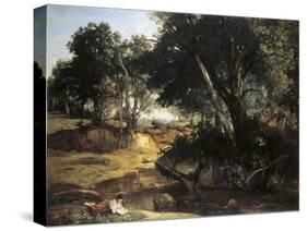 Forest of Fontainebleu-Jean-Baptiste-Camille Corot-Stretched Canvas