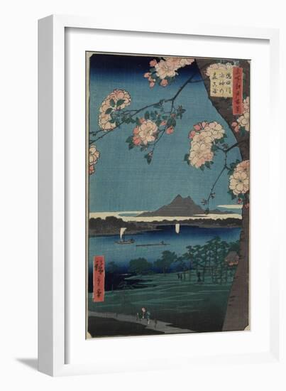 Forest of Suijin Shrine and Masaki on the Sumida River, August 1856-Utagawa Hiroshige-Framed Giclee Print