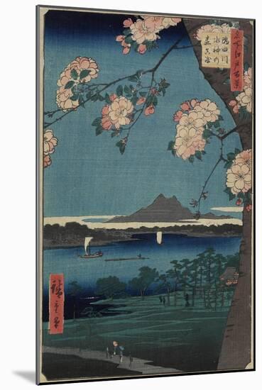Forest of Suijin Shrine and Masaki on the Sumida River, August 1856-Utagawa Hiroshige-Mounted Giclee Print
