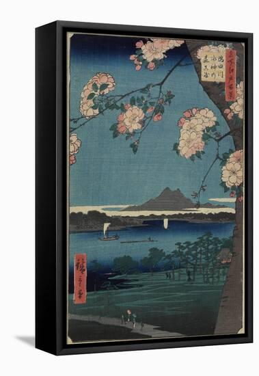 Forest of Suijin Shrine and Masaki on the Sumida River, August 1856-Utagawa Hiroshige-Framed Stretched Canvas