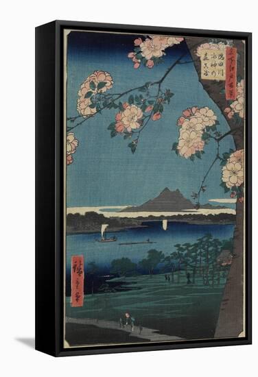 Forest of Suijin Shrine and Masaki on the Sumida River, August 1856-Utagawa Hiroshige-Framed Stretched Canvas