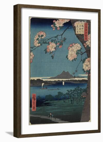 Forest of Suijin Shrine and Masaki on the Sumida River, August 1856-Utagawa Hiroshige-Framed Giclee Print