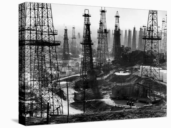 Forest of Wells, Rigs and Derricks Crowd the Signal Hill Oil Fields-Andreas Feininger-Stretched Canvas