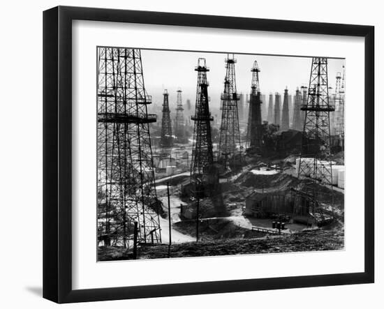 Forest of Wells, Rigs and Derricks Crowd the Signal Hill Oil Fields-Andreas Feininger-Framed Photographic Print