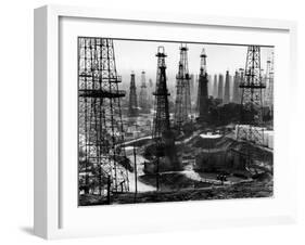 Forest of Wells, Rigs and Derricks Crowd the Signal Hill Oil Fields-Andreas Feininger-Framed Photographic Print