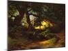 Forest section with lumberjack, 1848-Nikolai Astrup-Mounted Giclee Print