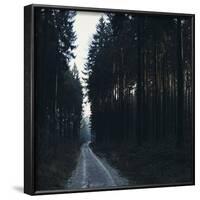 Forest way in the Teutoburg Forest in Bielefeld in winter-Nadja Jacke-Framed Photographic Print