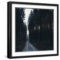 Forest way in the Teutoburg Forest in Bielefeld in winter-Nadja Jacke-Framed Photographic Print