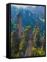 Forested Sandstone Pinnacles, Zhangjiajie National Forest Park, Hunnan, China-Charles Crust-Framed Stretched Canvas