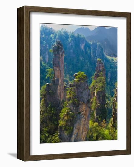 Forested Sandstone Pinnacles, Zhangjiajie National Forest Park, Hunnan, China-Charles Crust-Framed Photographic Print