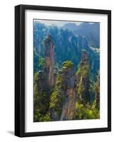 Forested Sandstone Pinnacles, Zhangjiajie National Forest Park, Hunnan, China-Charles Crust-Framed Photographic Print