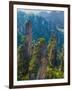 Forested Sandstone Pinnacles, Zhangjiajie National Forest Park, Hunnan, China-Charles Crust-Framed Photographic Print