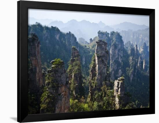 Forested Sandstone Pinnacles, Zhangjiajie National Forest Park, Hunnan, China-Charles Crust-Framed Photographic Print