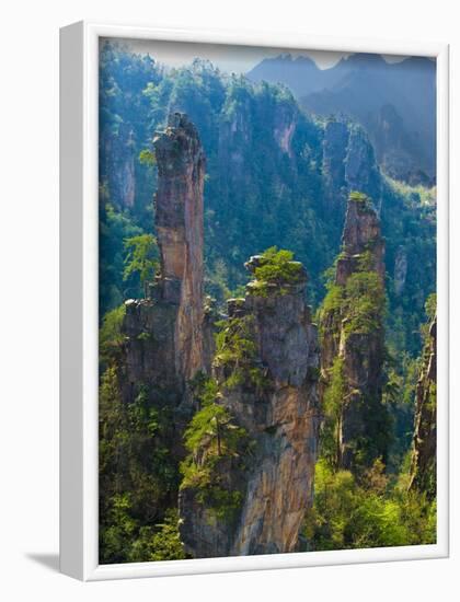 Forested Sandstone Pinnacles, Zhangjiajie National Forest Park, Hunnan, China-Charles Crust-Framed Photographic Print