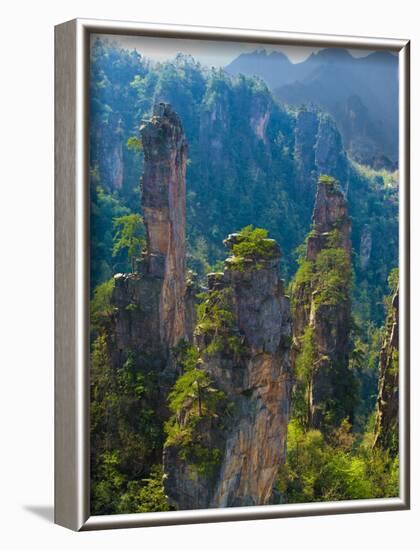 Forested Sandstone Pinnacles, Zhangjiajie National Forest Park, Hunnan, China-Charles Crust-Framed Photographic Print