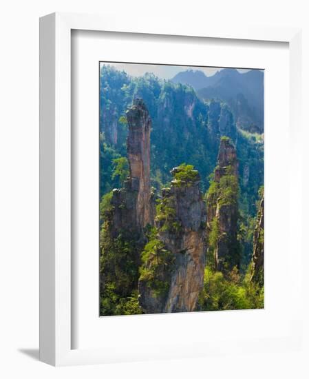 Forested Sandstone Pinnacles, Zhangjiajie National Forest Park, Hunnan, China-Charles Crust-Framed Photographic Print