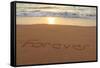 Forever Written in the Sand on a Beach at Sunset.-Hannamariah-Framed Stretched Canvas