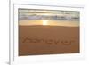 Forever Written in the Sand on a Beach at Sunset.-Hannamariah-Framed Photographic Print