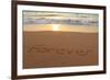 Forever Written in the Sand on a Beach at Sunset.-Hannamariah-Framed Photographic Print