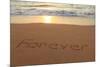 Forever Written in the Sand on a Beach at Sunset.-Hannamariah-Mounted Photographic Print