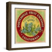 Forget Me Not Orange Label - Porterville, CA-Lantern Press-Framed Art Print